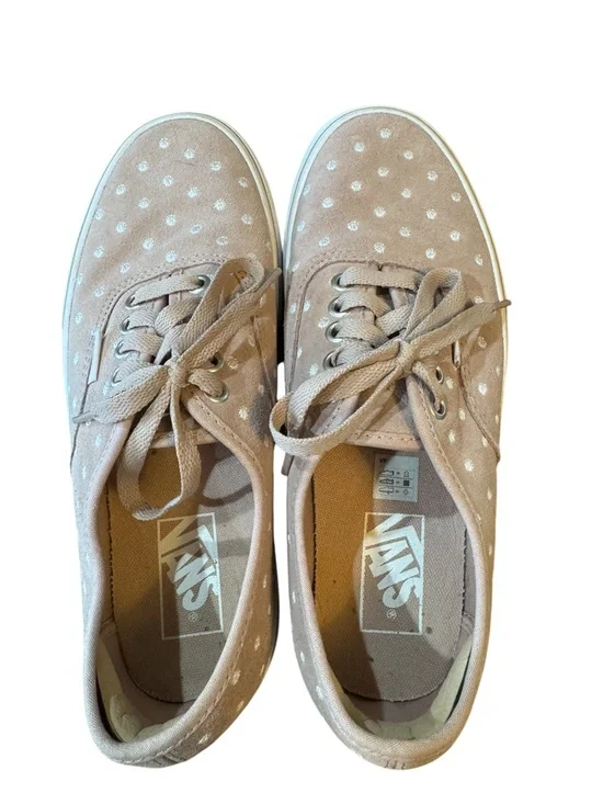 Vans Authentic Platform 2.0 Suede Polka Dot Sneakers - Light Pink & White Size 8 - Picture 5 of 14